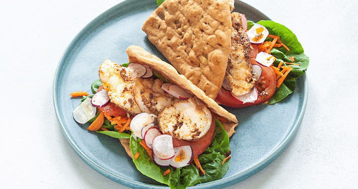 Spiced fish pitta pocket