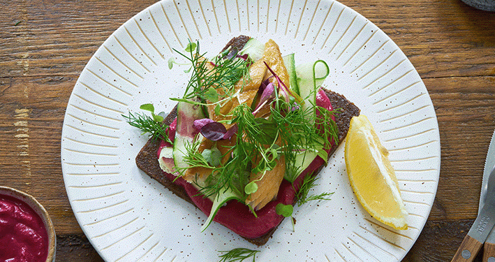 Beetroot horseradish and mackerel