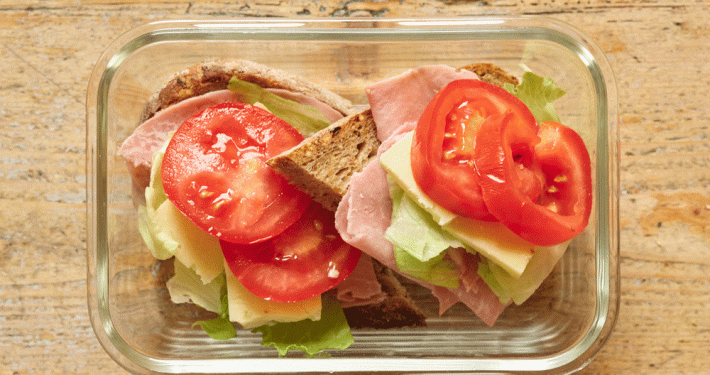 Ham and mustard sandwich