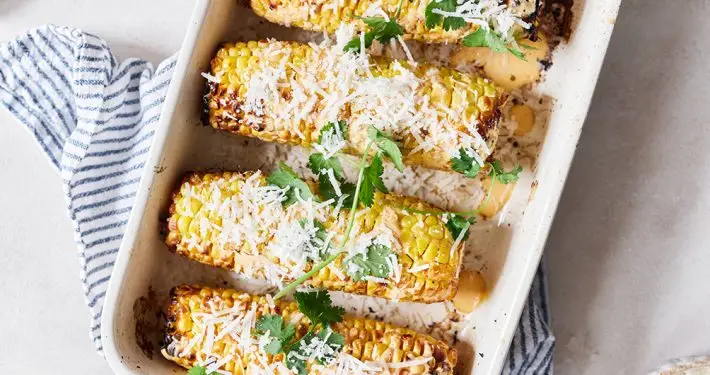 BBQ corn and whipped feta